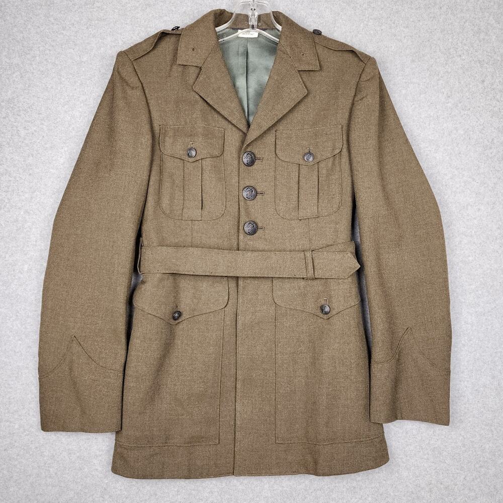 USMC 1960s Wool Serge Olive Drab Dress Jacket 34S Vietnam War Era Unadorned NEW